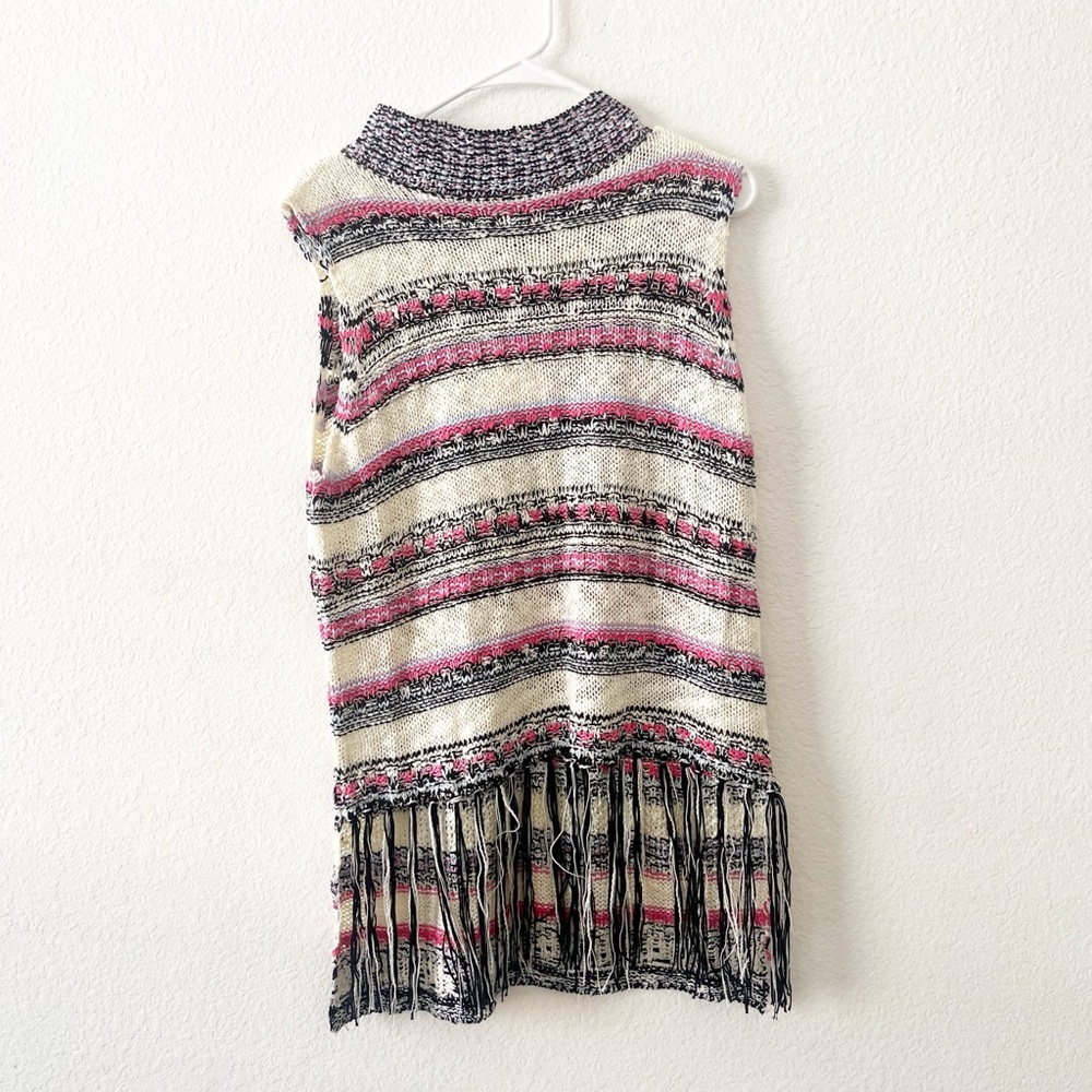 Hayden Pink and Black Striped Fringe Dress‎